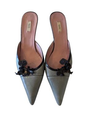 Prada | Shoes | Prada Green Peeptoe Mules | Poshmark